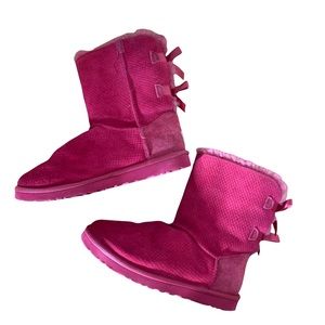UGG Bailey Bow Boots Pink Snakeskin